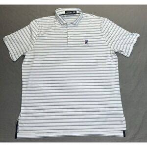 RLX Ralph Lauren Mens PGA Tour Champions Blue White Stripe Golf Shirt Size L